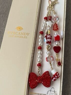 EyeCandy Los Angeles Red Beaded Charm Keychain